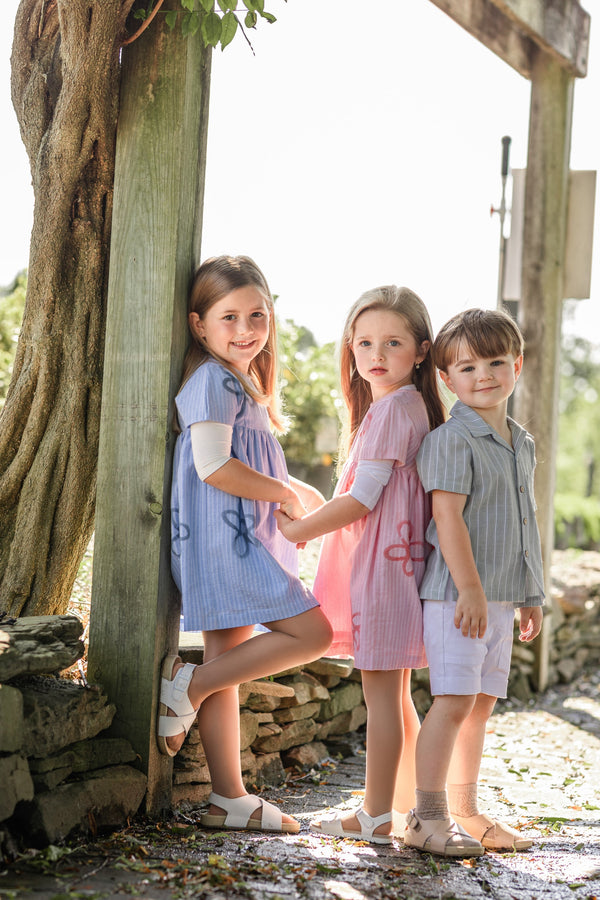 Best Frendz Girls Blowpaint Flower Dress Chambray Blue