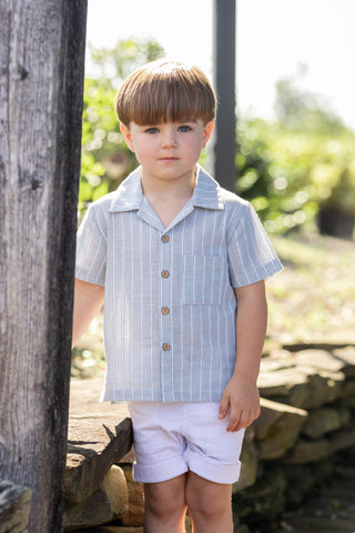 Teeny Kiwi Boys Blowpaint Boys Shirt Chambray Blue