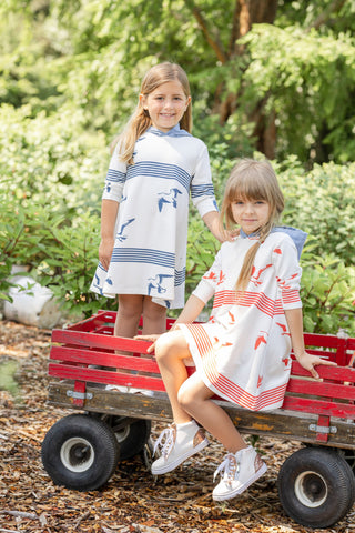 Zaloo Girls Seagulls Dress Scarlet