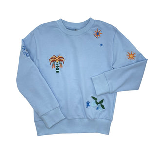Siccinino Boys Embroidered Tropical Sweatshirt Sky