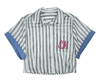 Big A-Little A Teen MB Shirt Gray Stripe
