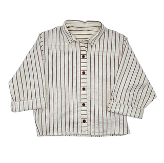 Tikie Studio Girls Puckered Stripe Shirt Burgundy