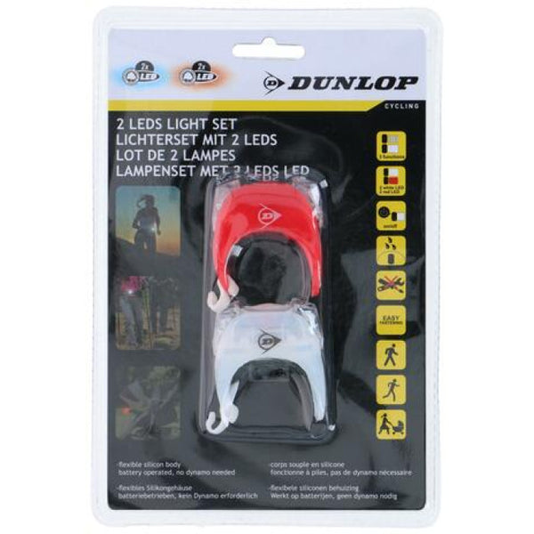 Dunlop Bicycle Lamp 2 Leds Light Set White And Red
