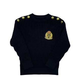 Canoe Boys Mini Cabled Solid Crew Black