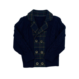 Canoe Boys Plaid Insert Cardigan Navy