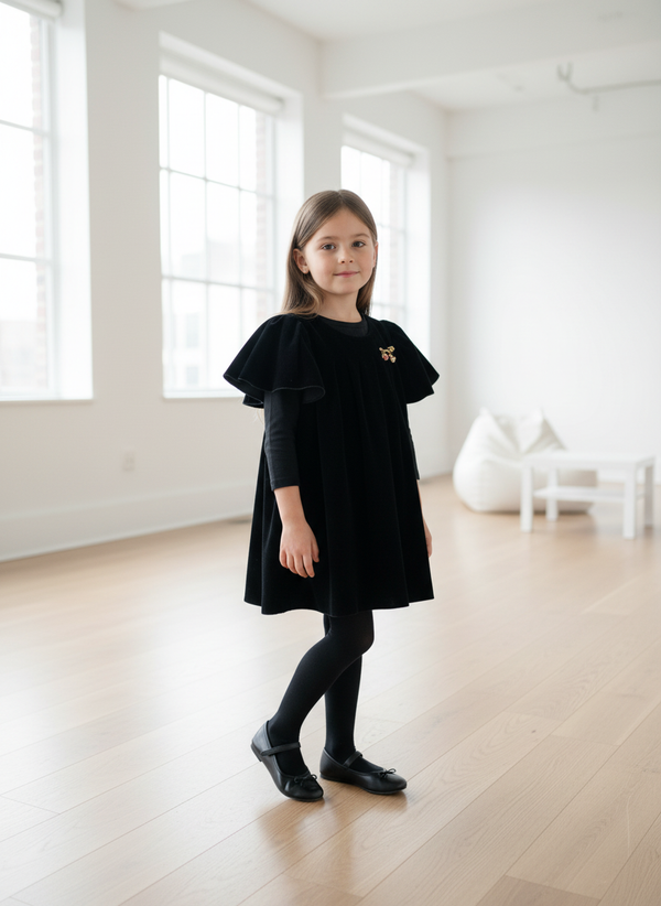 C.T.N Girls Velvet Party Dress Black