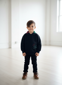 The Lodge Boys Embroidered Crown Rugby Black