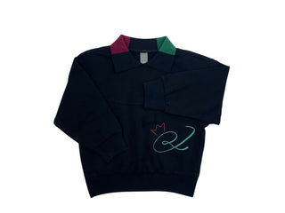 The Lodge Boys Embroidered Crown Rugby Black