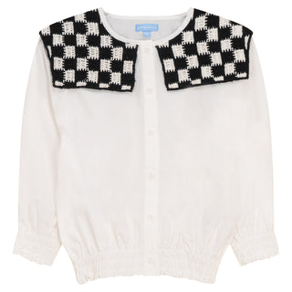 Pompomme Girls Square Crochet Collar Set White/Black