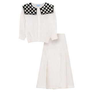 Pompomme Girls Square Crochet Collar Set White/Black