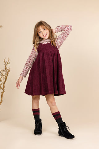 Papillon Girls Regina Colored Wool Jumper With Flutter Blouse Burgundy