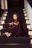 Pompomme Girls Tulle Bow Tafetta  Dress Burgundy