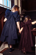 Pompomme Girls Tulle Bow Tafetta  Dress Blue
