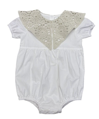 One Child Baby Lester Crochet Cape Romper White