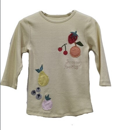 Phil and Phoebe Girls Fruit Printed T-shirt Cream