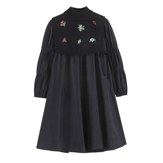 Dinky Girls Black Dress With Knitted Top