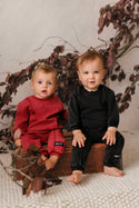 Mini P Baby Washed Piping Detail Sweatshirt Set Black