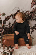 Mini P Baby Washed Piping Detail Sweatshirt Set Black