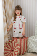 Pompomme Girls Embroidred Detail Dress White