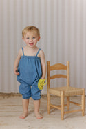 Pompomme Baby Crochet Applique Romper Denim