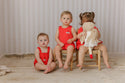 Mini P Baby Boys Tab Romper Red