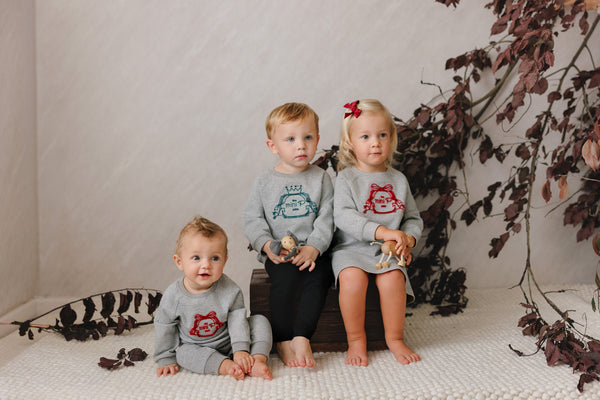 Mini P Baby Velvet Emblem Sweatshirt Grey/Red
