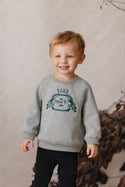Mini P Girls Velvet Emblem Sweatshirt Grey/Teal