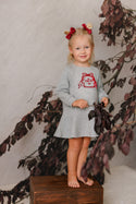 Mini P Girls Velvet Emblem Sweatdress Grey/Teal