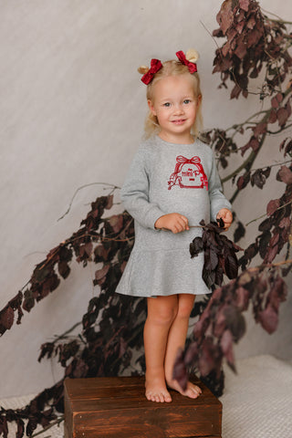 Mini P Girls Velvet Emblem Sweatdress Grey/Teal