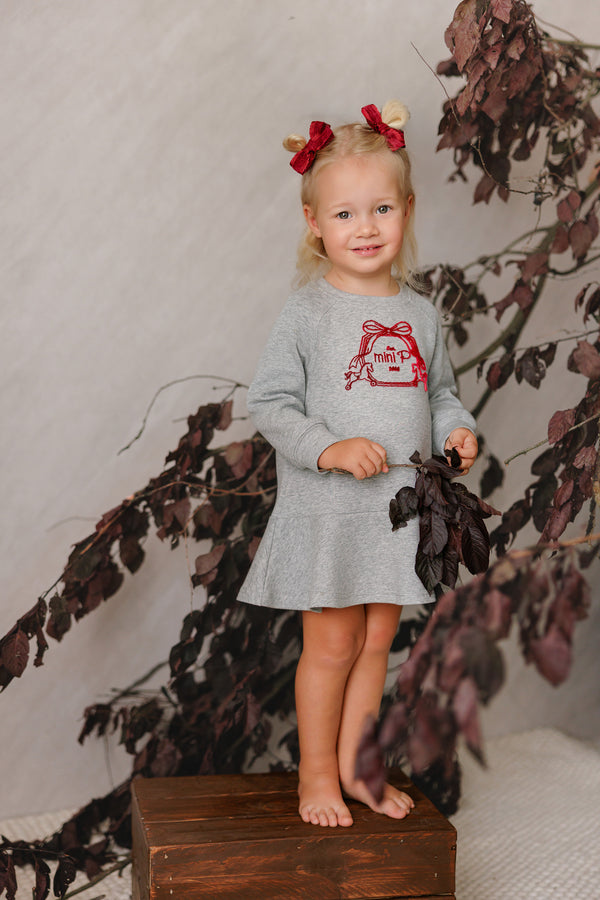 Mini P Girls Velvet Emblem Sweatdress Grey/Teal