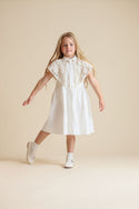 One Child Girls Lester Crochet Cape Dress White