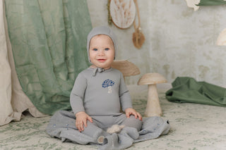 Mon Tresor Baby Mushroom Mosaic Footie Sea Blue