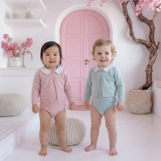 Dinky Baby Hula Knitted Romper With Sweater Mint Green