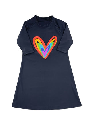 Best Frendz Girls Black Heart Swim Dress