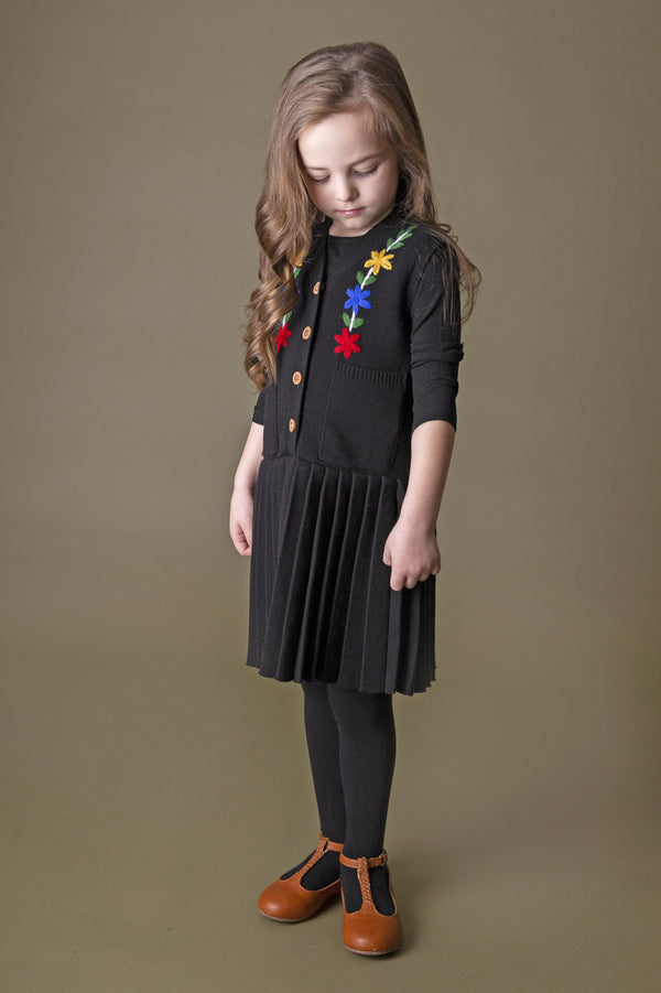 Bzzy Style Girls Embroidered Floral Jumper Black