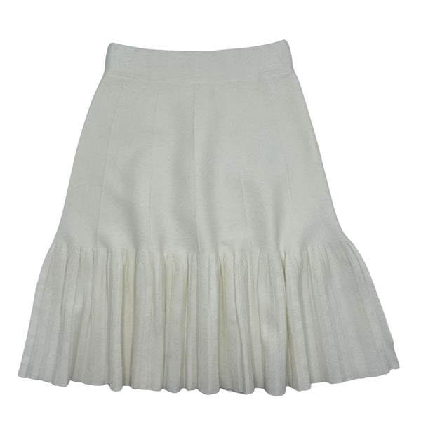 Lone Feather Girls Mini Pleat Skirt Winter White