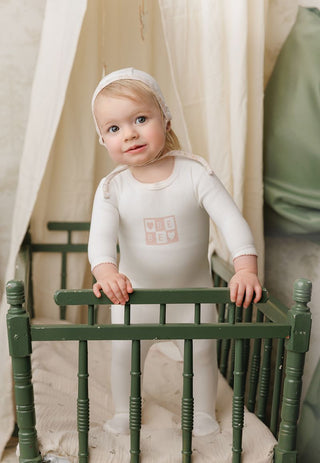 Mon Tresor Baby Bliss Bebe Girls Footie Ivory & Pink