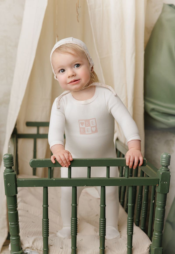 Mon Tresor Baby Bliss Bebe Girls Footie Ivory & Pink