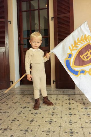 Dinky Baby Suspender With Cardigan Beige