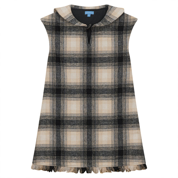 Pompomme Girls Plaid Fringe Jumper Black
