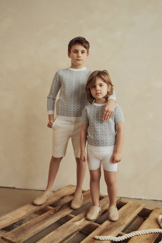 Mann Boys Printed Knit Vest Moss/White