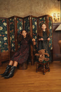 Pip & Pio Teen Oversized Collar Brocade Dress Burgundy