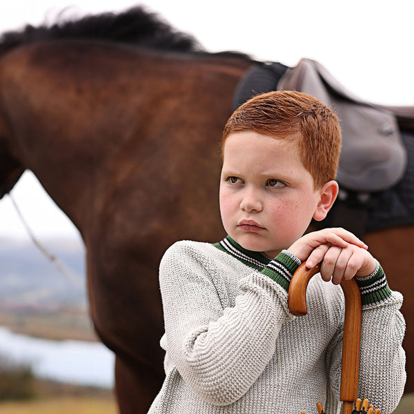 Mann Boys Stripe Edge Sweater-Pearl/Green/Dove/Black
