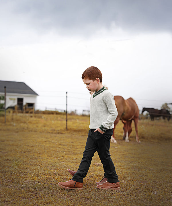 Mann Boys Stripe Edge Sweater-Pearl/Green/Dove/Black