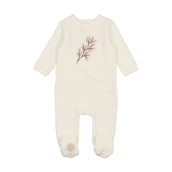 Mon Tresor Baby's Breath Footie Ivory And Pink