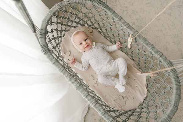 Mon Tresor Baby Botanical Boys Footie Ivory & Blue