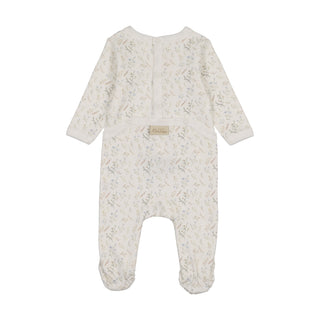 Mon Tresor Baby Botanical Boys Footie Ivory & Blue