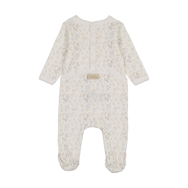 Mon Tresor Baby Botanical Boys Footie Ivory & Blue