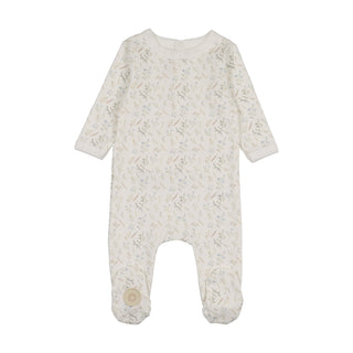 Mon Tresor Baby Botanical Boys Footie Ivory & Blue