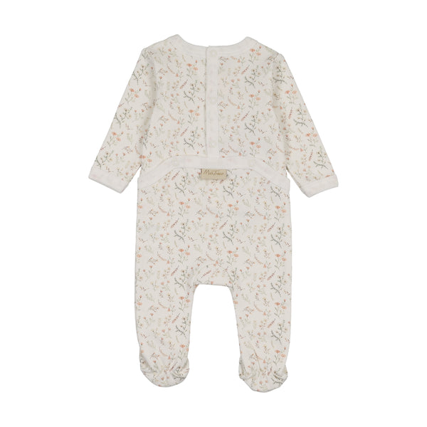 Mon Tresor Baby Botanical Girls Footie Ivory & Pink